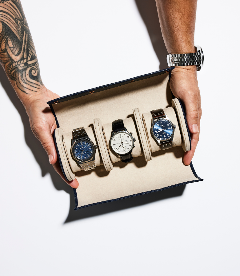 The Watch Roll | HANDMADE SAFFIANO LEATHER ROLL 3 COMPARTMENTS