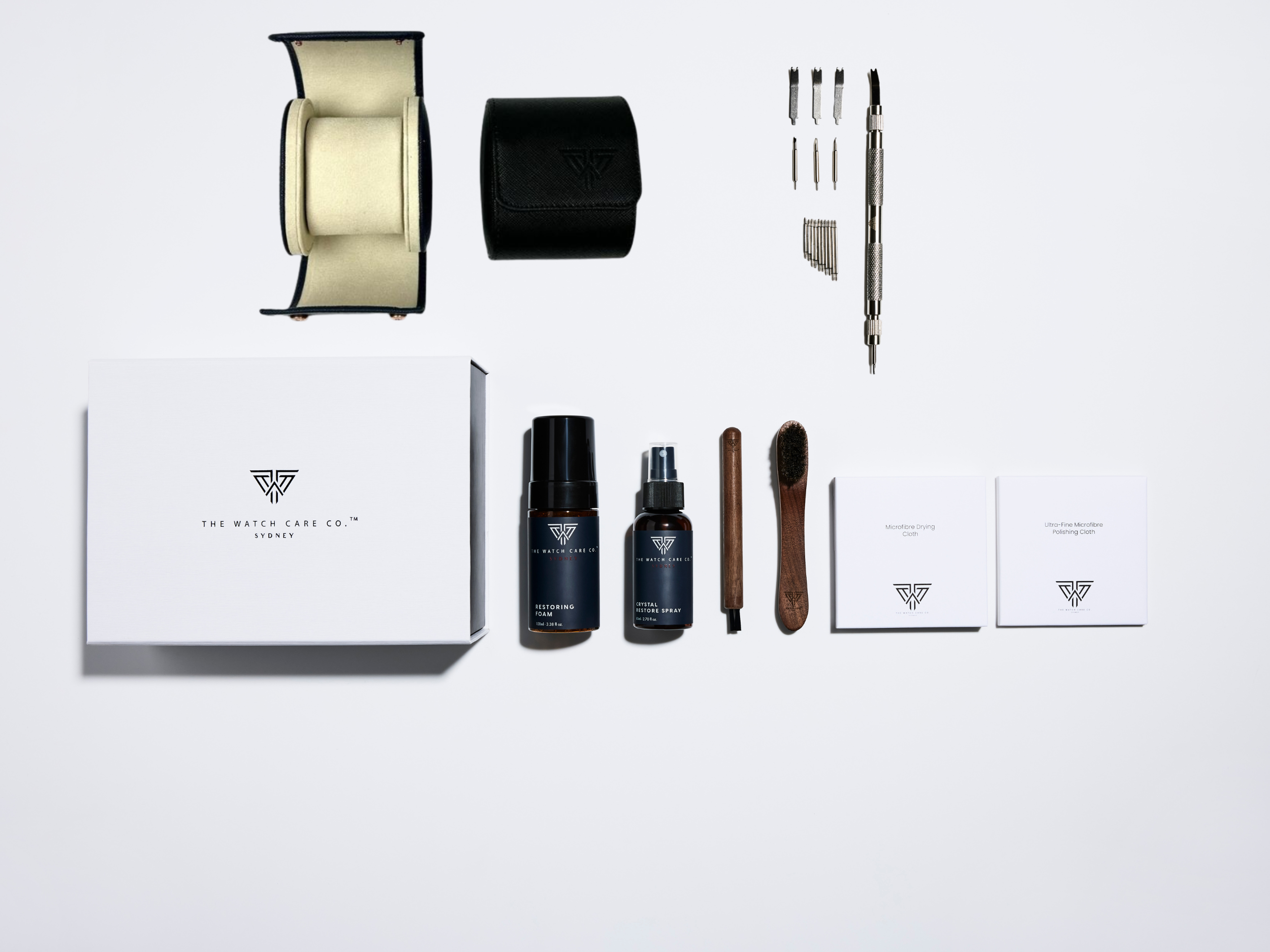 Saffiano 1 Compartment + Watch Care Kit + Spring Bar Removal Tool Bundle