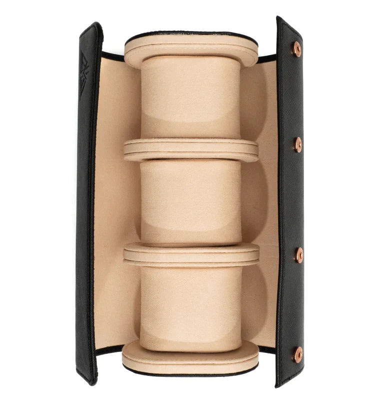 The Watch Roll | HANDMADE SAFFIANO LEATHER ROLL 3 COMPARTMENTS