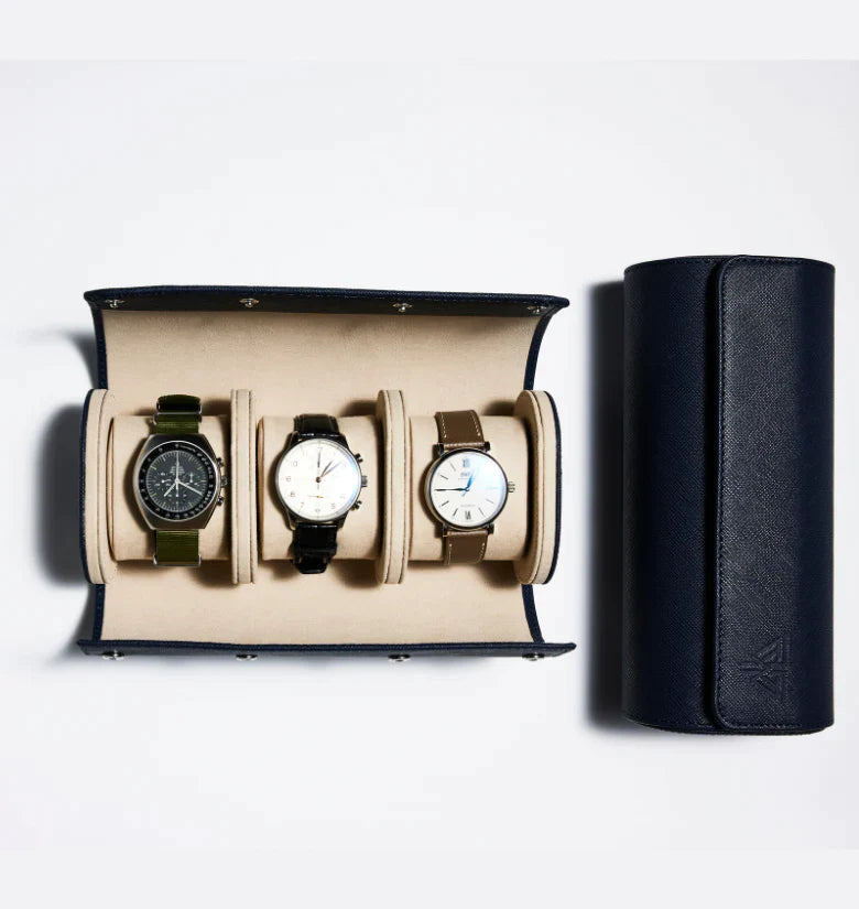 The Watch Roll | HANDMADE SAFFIANO LEATHER ROLL 3 COMPARTMENTS