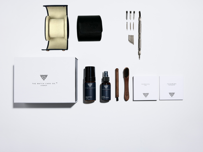 Saffiano 1 Compartment + Watch Care Kit + Spring Bar Removal Tool Bundle